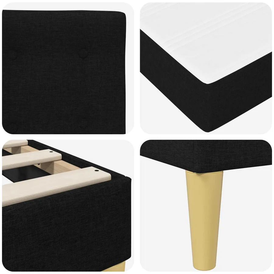 Cadre de lit avec matelas Noir 180 x 200 cm tissu - 9