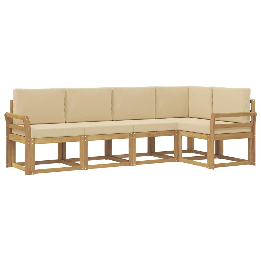Ensemble de canapés d'extérieur 5 pcs Blanc et Beige - 2