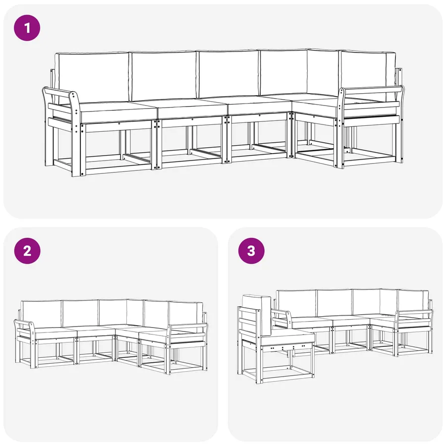 Ensemble de canapés d'extérieur 5 pcs Blanc et Beige - 7