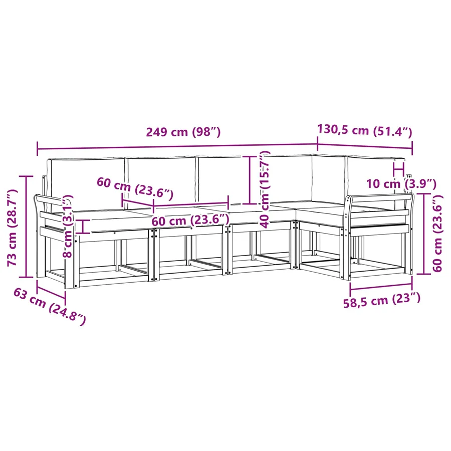 Ensemble de canapés d'extérieur 5 pcs Blanc et Beige - 8