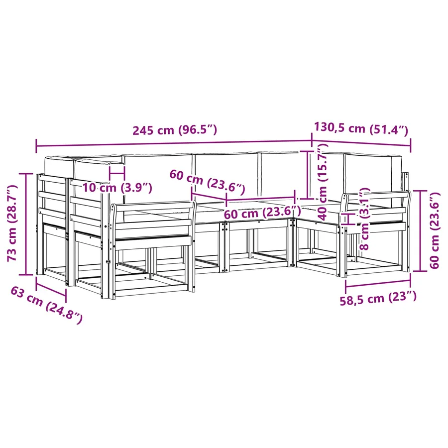 Ensemble de canapés d'extérieur 6 pcs Blanc et anthracite - 7