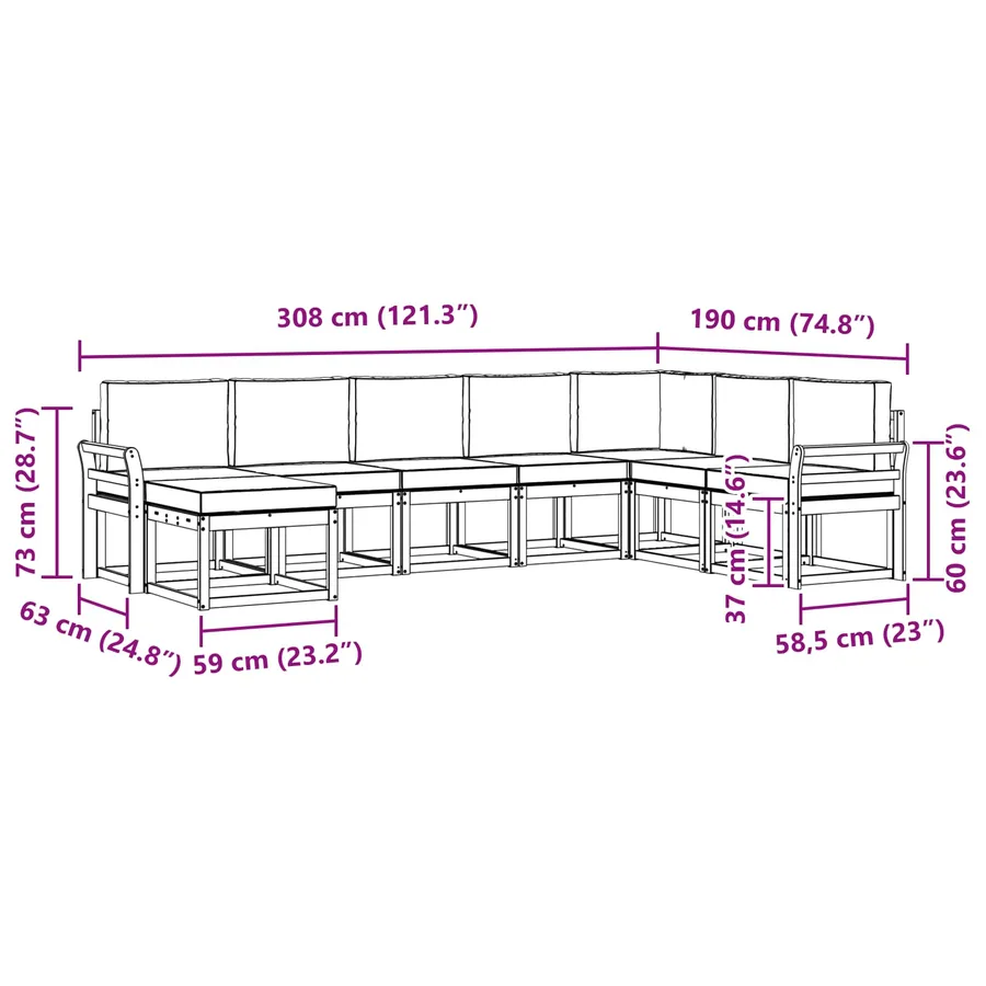 Ensemble de canapés d'extérieur 8 pcs Blanc et anthracite - 7