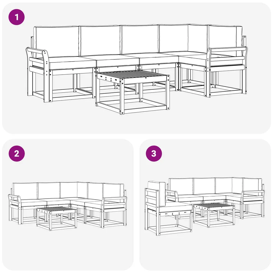 Ensemble de canapés d'extérieur 6 pcs Blanc et anthracite - 7