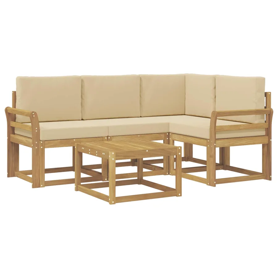 Ensemble de canapés d'extérieur 5 pcs Blanc et Beige - 2