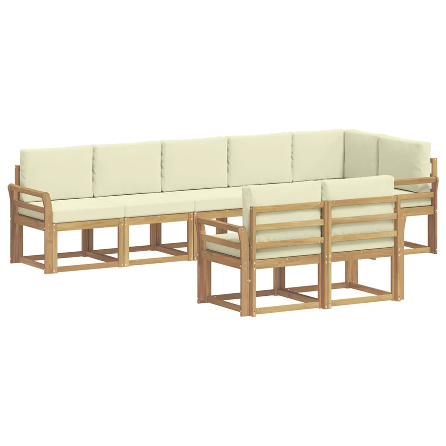 Ensemble de canapés d'extérieur 8 pcs Blanc et crème Polyester - 2