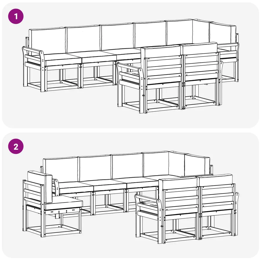 Ensemble de canapés d'extérieur 8 pcs Blanc et crème Polyester - 7