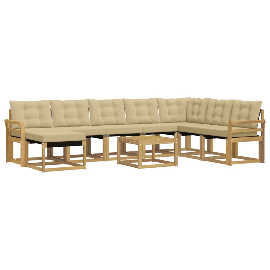 Ensemble de canapés d'extérieur 9 pcs Blanc et Beige - 2