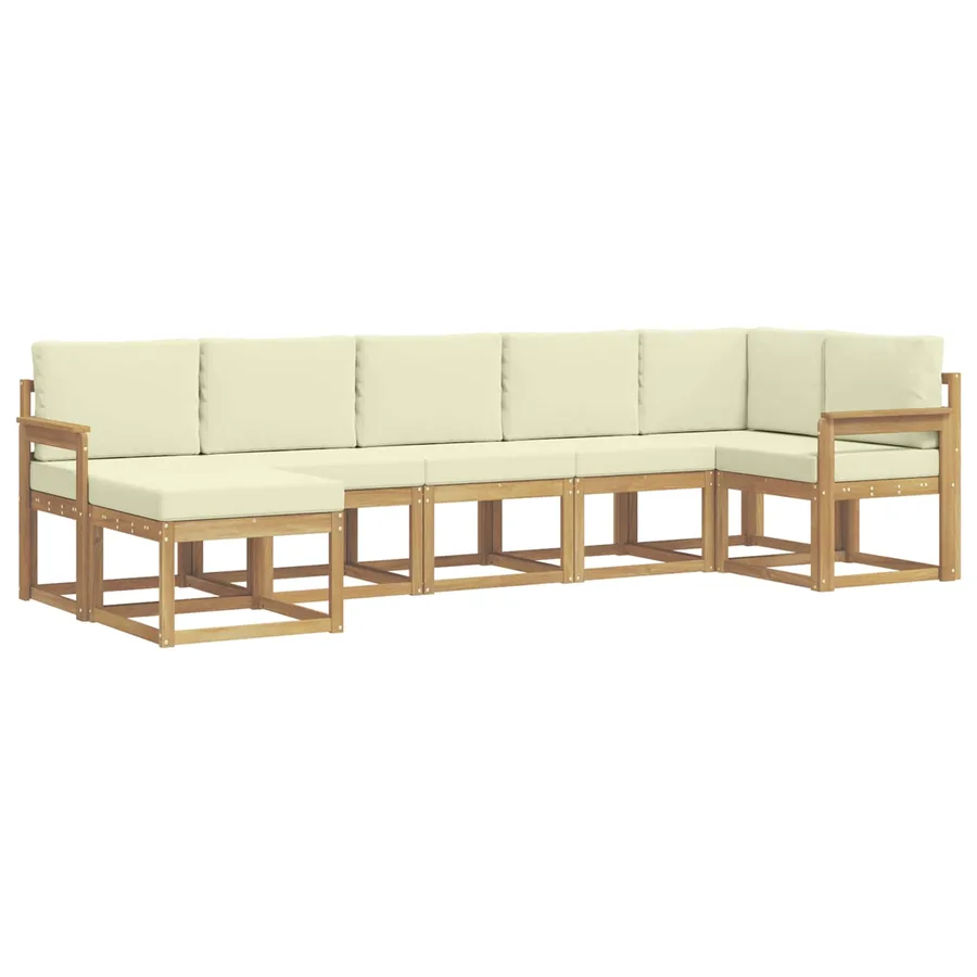 Ensemble de canapés d'extérieur 7 pcs Blanc et crème Polyester - 2
