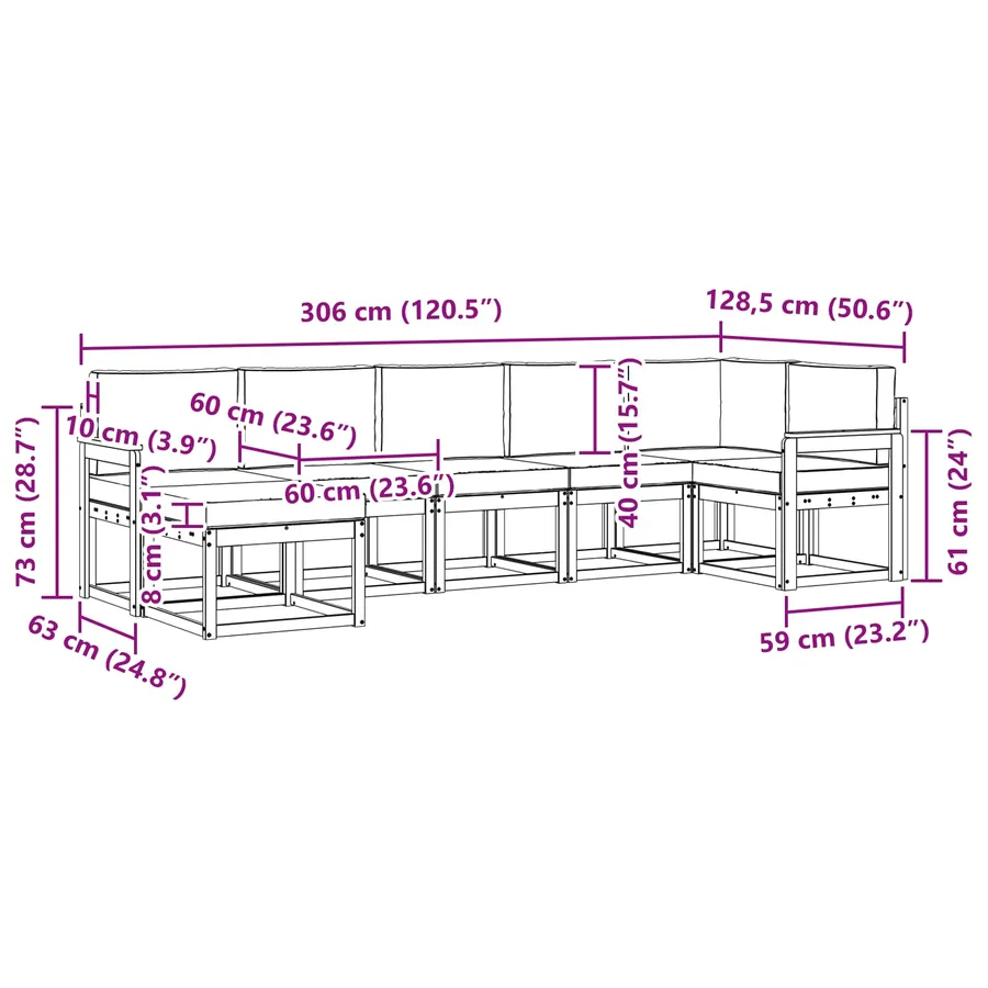 Ensemble de canapés d'extérieur 7 pcs Blanc et anthracite - 8