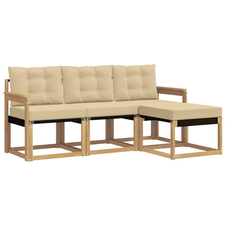Ensemble de canapés d'extérieur 4 pcs Blanc et Beige - 2