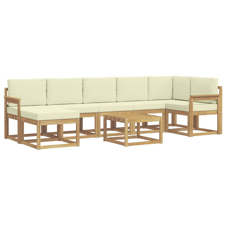 Ensemble de canapés d'extérieur 8 pcs Blanc et crème Polyester - 2