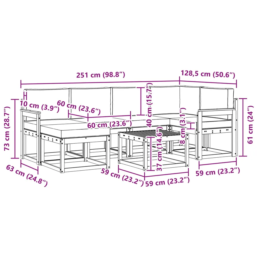 Ensemble de canapés d'extérieur 7 pcs Blanc et anthracite - 8