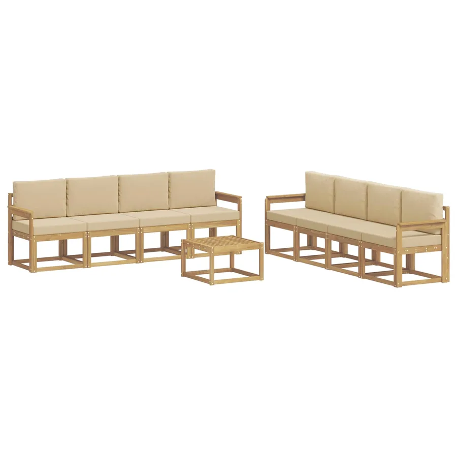 Ensemble de canapés d'extérieur 9 pcs Blanc et Beige - 2