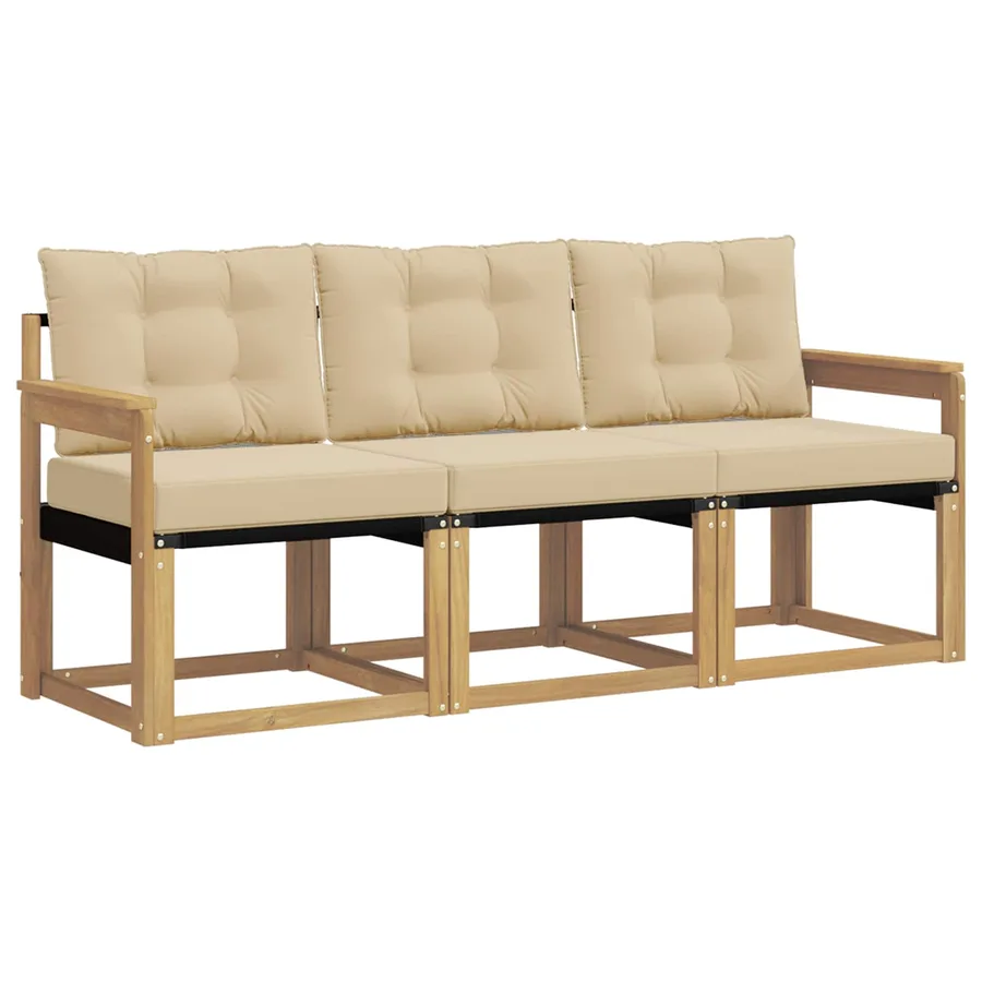 Ensemble de canapés d'extérieur 3 pcs Blanc et Beige - 2