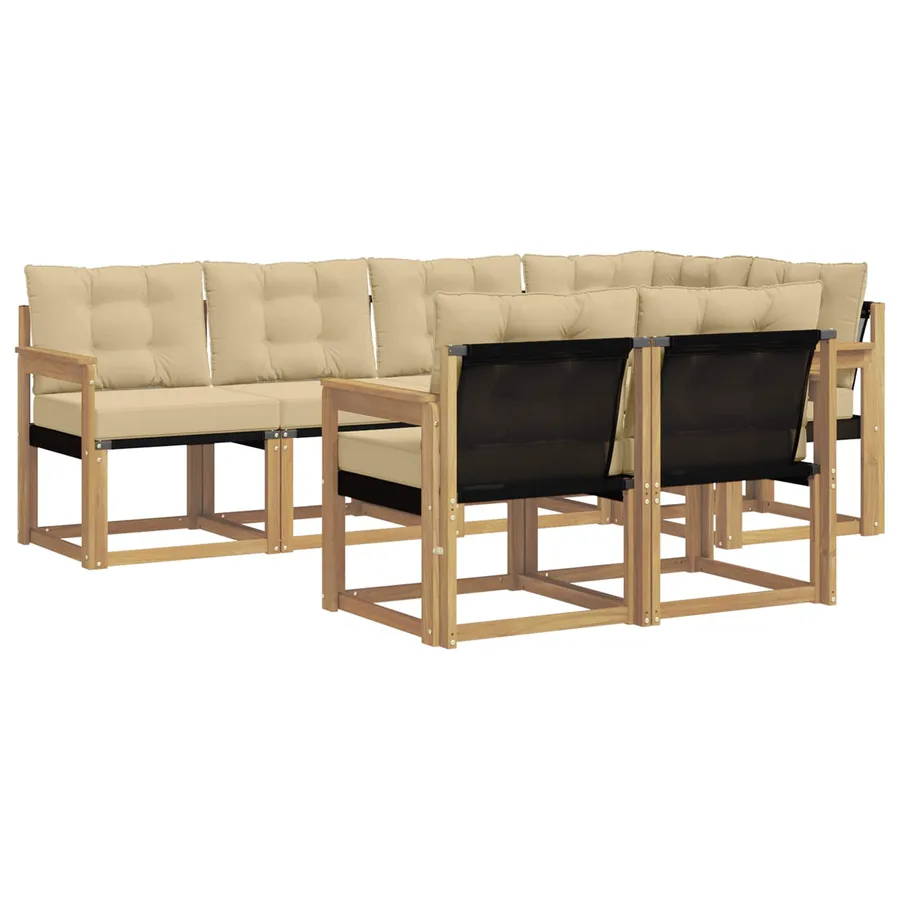 Ensemble de canapés d'extérieur 7 pcs Blanc et Beige - 2
