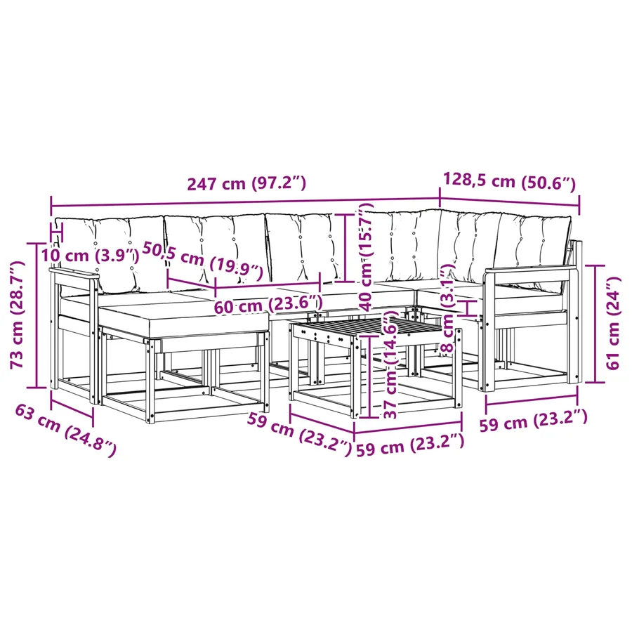 Ensemble de canapés d'extérieur 7 pcs Blanc et Beige - 11