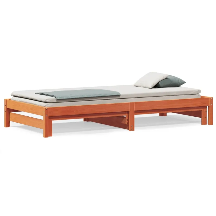 Lit de jour et lit gigogne sans matelas cire marron 90x190 cm - 2