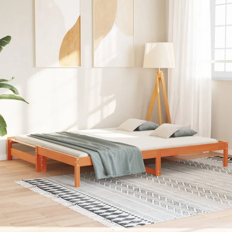 Lit de jour et lit gigogne sans matelas cire marron 90x190 cm - 4