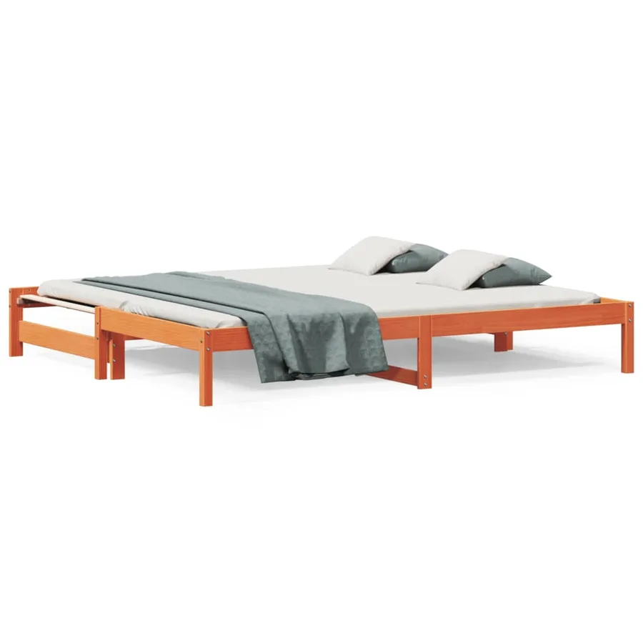 Lit de jour et lit gigogne sans matelas cire marron 90x190 cm - 5