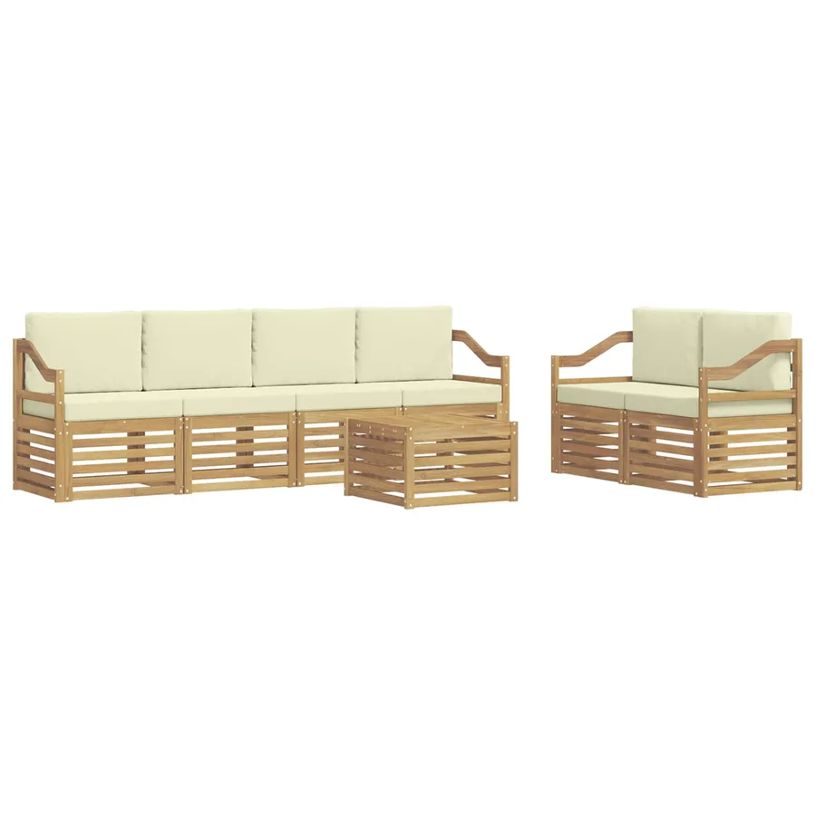 Ensemble de canapés d'extérieur 7 pcs Blanc et crème Polyester - 2