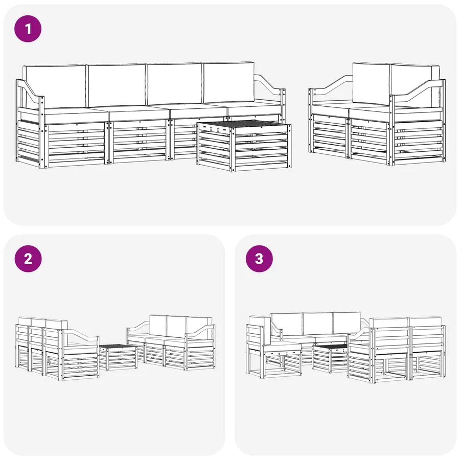Ensemble de canapés d'extérieur 7 pcs Blanc et anthracite - 6