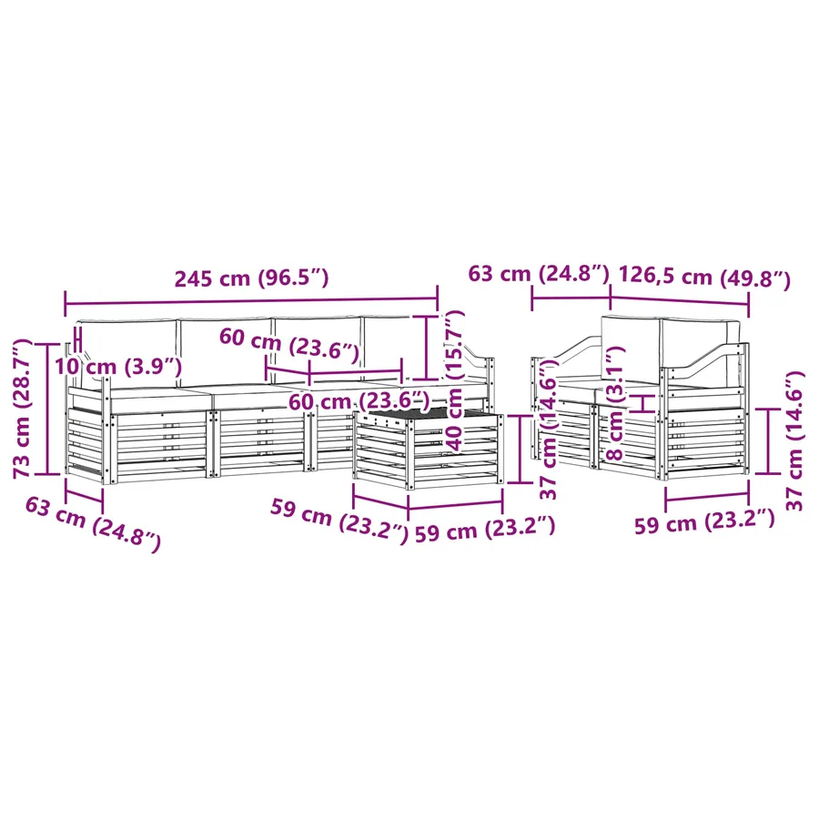 Ensemble de canapés d'extérieur 7 pcs Blanc et anthracite - 7