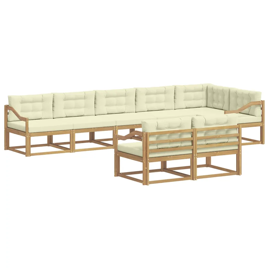 Ensemble de canapés d'extérieur 6 pc Blanc et crème Polyester - 2