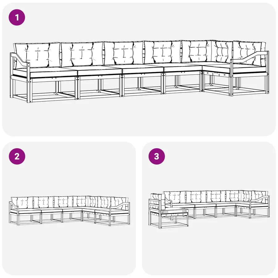 Ensemble de canapés d'extérieur 4 pcs Blanc et Beige Polyester - 7