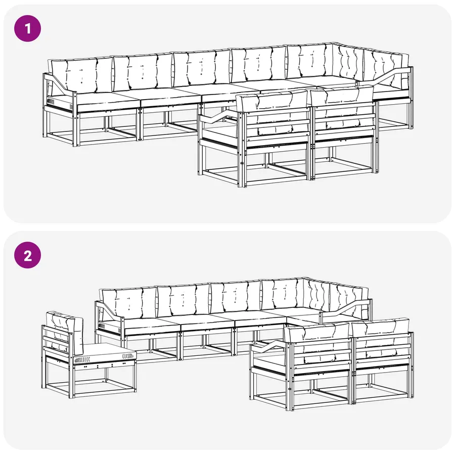 Ensemble de canapés d'extérieur 6 pc Blanc et anthracite - 7