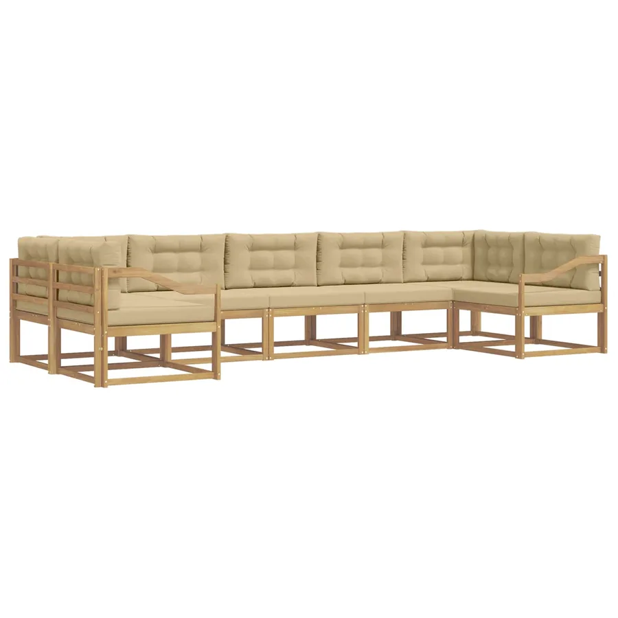Ensemble de canapés d'extérieur 7 pcs Blanc et Beige - 2