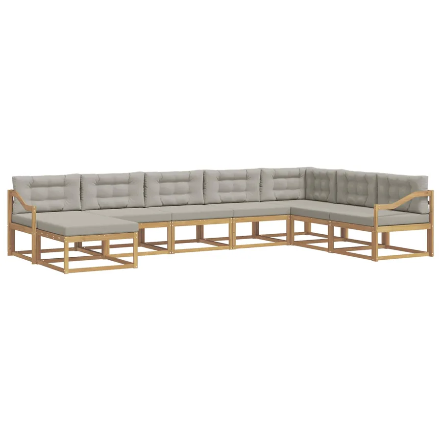Ensemble de canapés d'extérieur 8 pcs Blanc et gris clair - 2