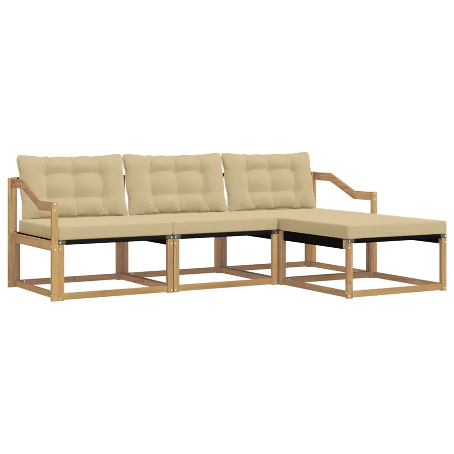 Ensemble de canapés d'extérieur 4 pcs Blanc et Beige - 2