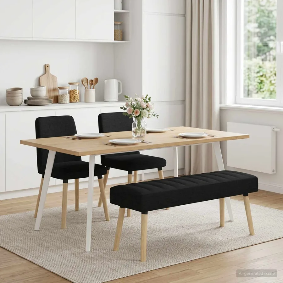 Banc capitonné canal Noir 110 x 40 x 46 cm Tissu