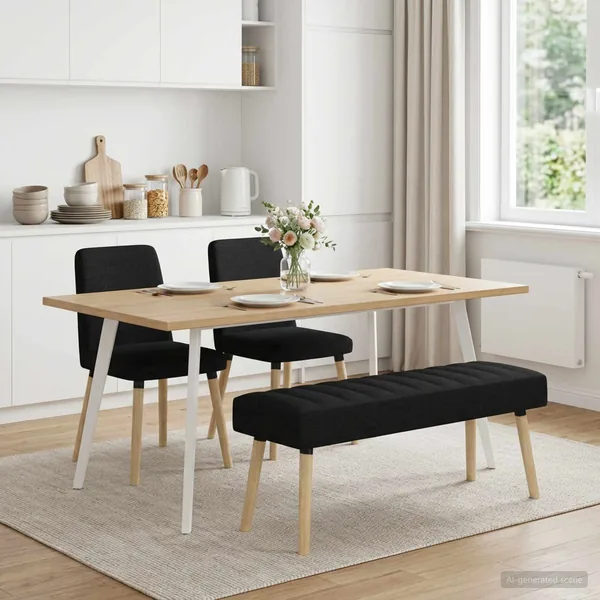 Banc capitonné canal Noir 110 x 40 x 46 cm Tissu