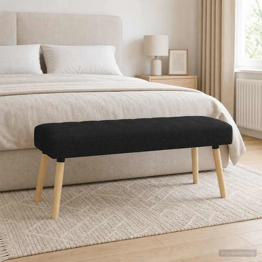 Banc capitonné canal Noir 110 x 40 x 46 cm Tissu - 3
