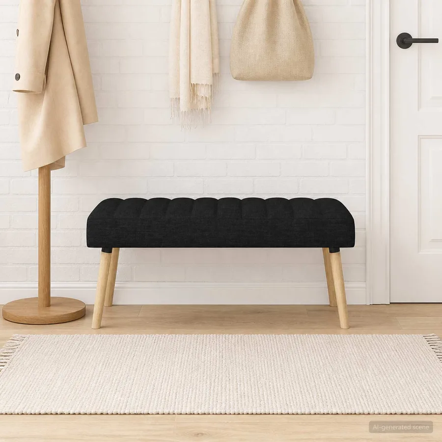 Banc capitonné canal Noir 110 x 40 x 46 cm Tissu - 4