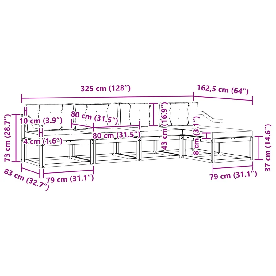 Ensemble de canapés d'extérieur 4 pcs Blanc et crème Polyester - 6