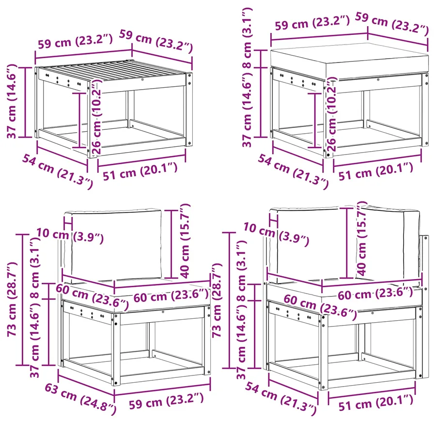 Ensemble de canapés d'extérieur 8 pcs Blanc et Beige Polyester - 8
