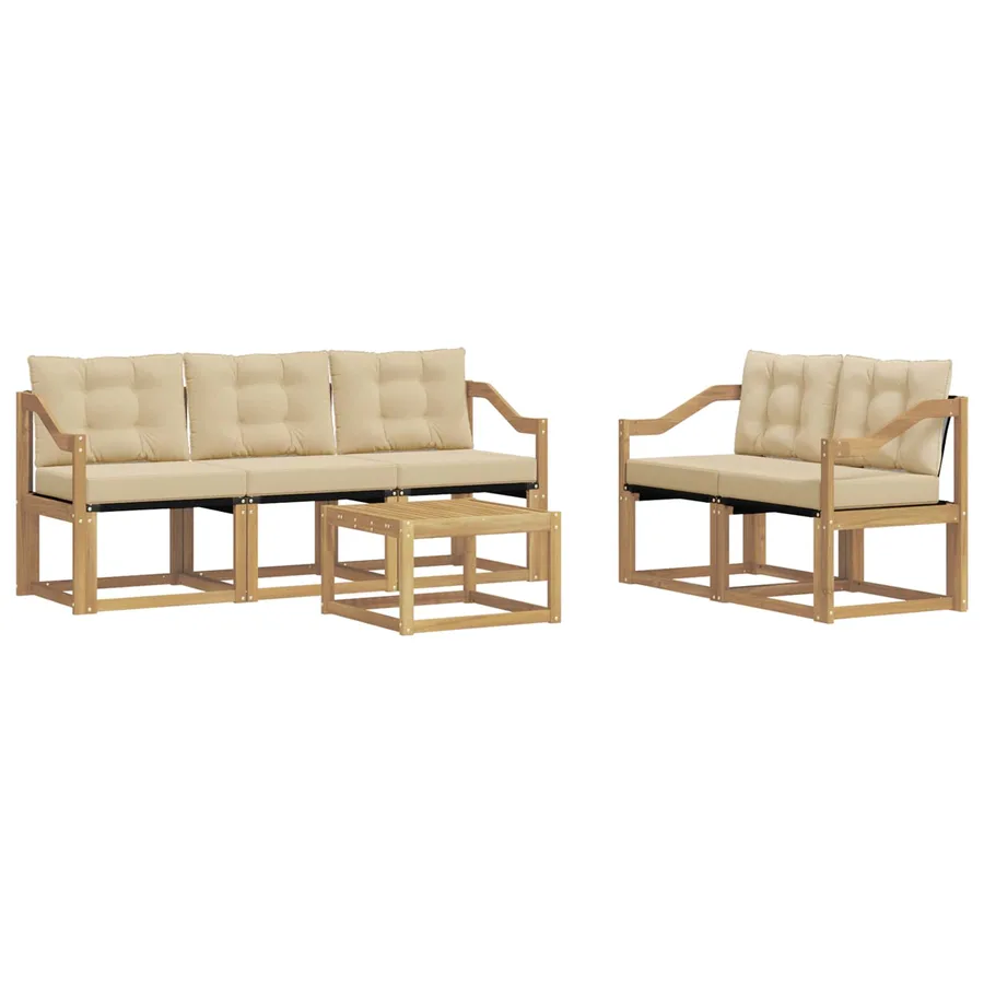 Ensemble de canapés d'extérieur 6 pcs Blanc et Beige - 2