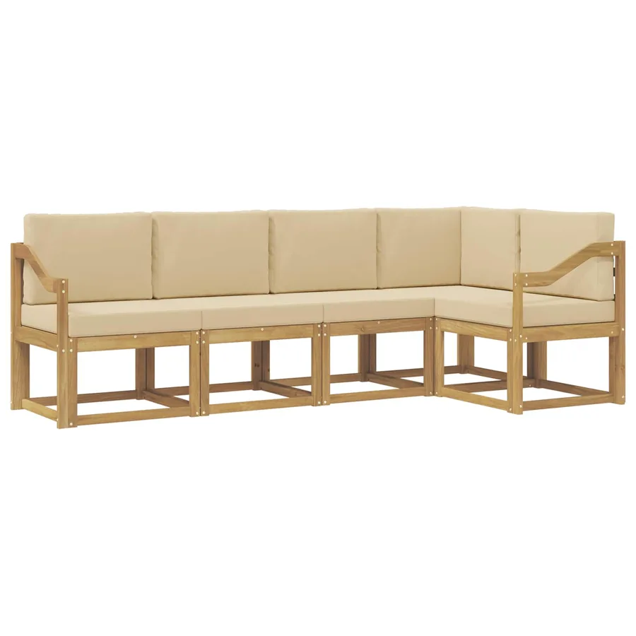 Ensemble de canapés d'extérieur 5 pcs Blanc et Beige - 2