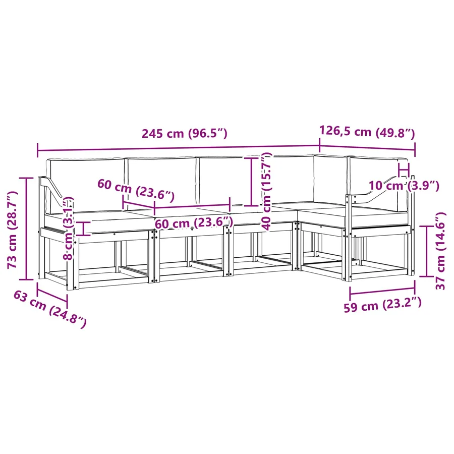 Ensemble de canapés d'extérieur 5 pcs Blanc et Beige - 8