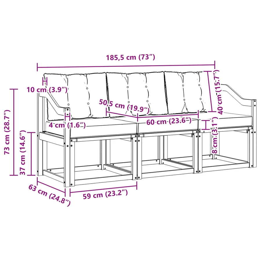 Ensemble de canapés d'extérieur 3 pcs Blanc et gris clair - 6
