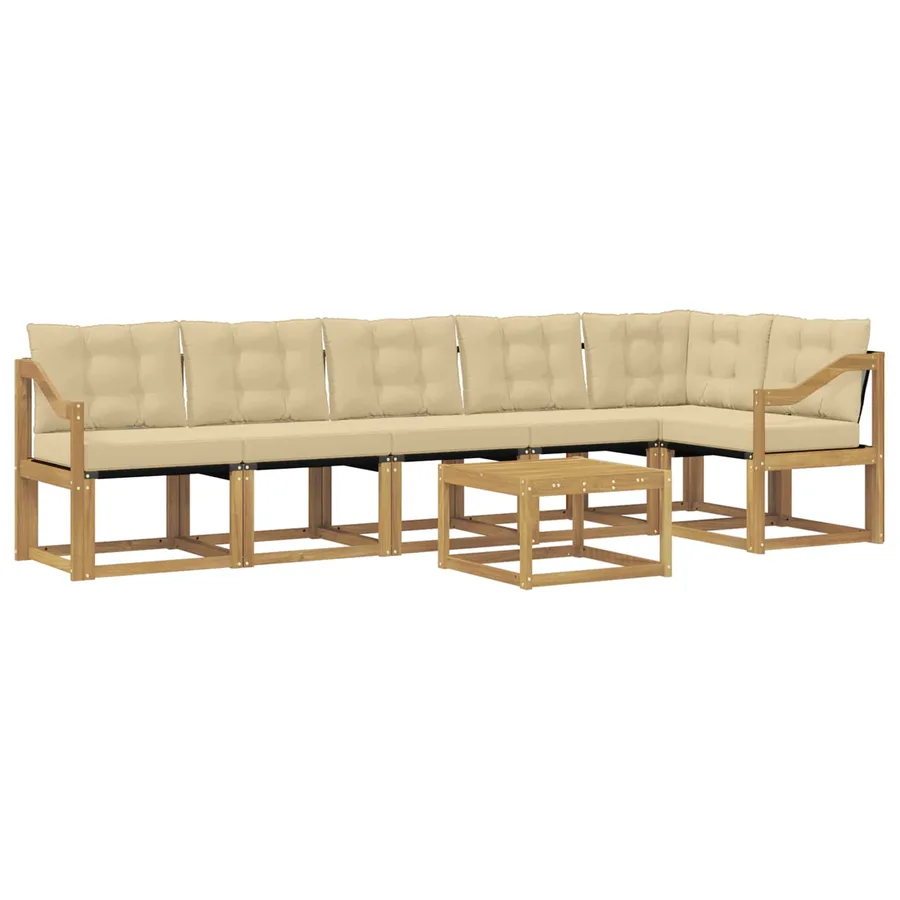 Ensemble de canapés d'extérieur 7 pcs Blanc et Beige - 2