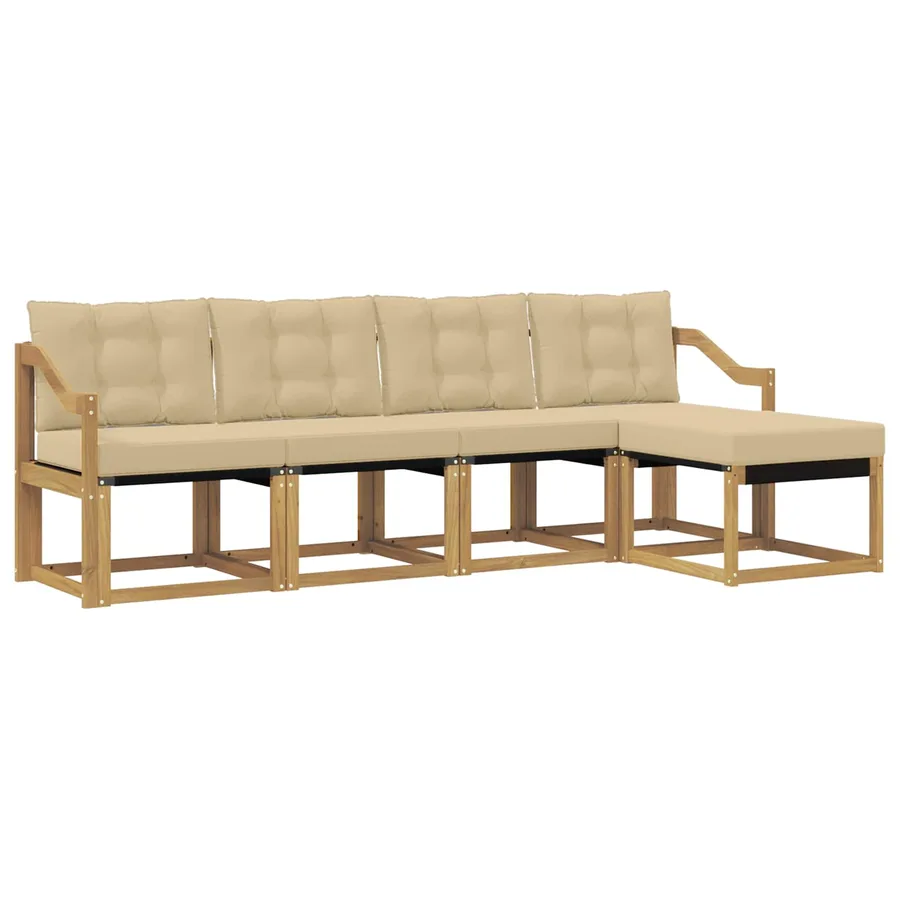 Ensemble de canapés d'extérieur 5 pcs Blanc et Beige - 2