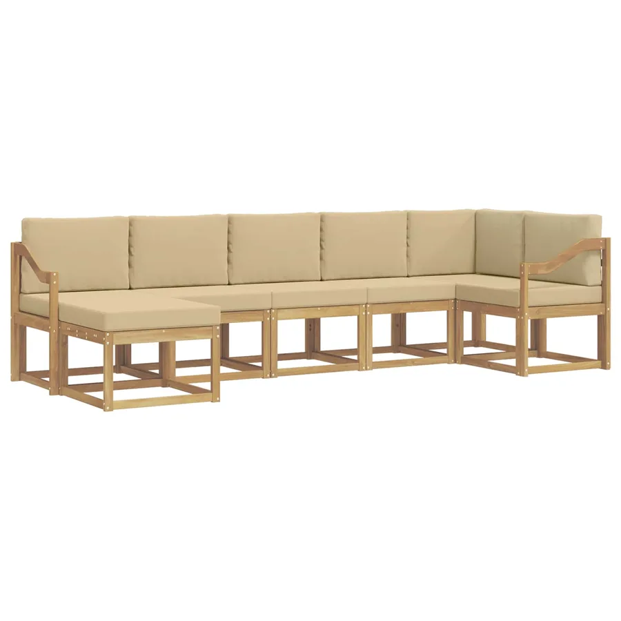 Ensemble de canapés d'extérieur 7 pcs Blanc et Beige Polyester - 2