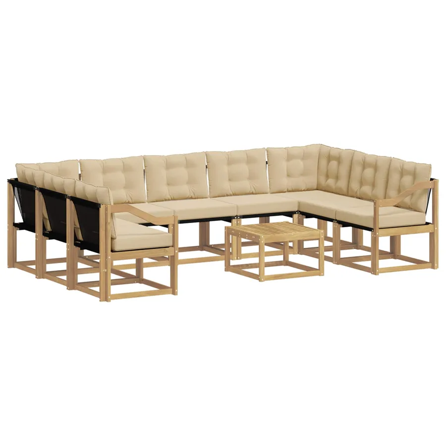 Ensemble de canapés d'extérieur 10 pcs Blanc et Beige - 2