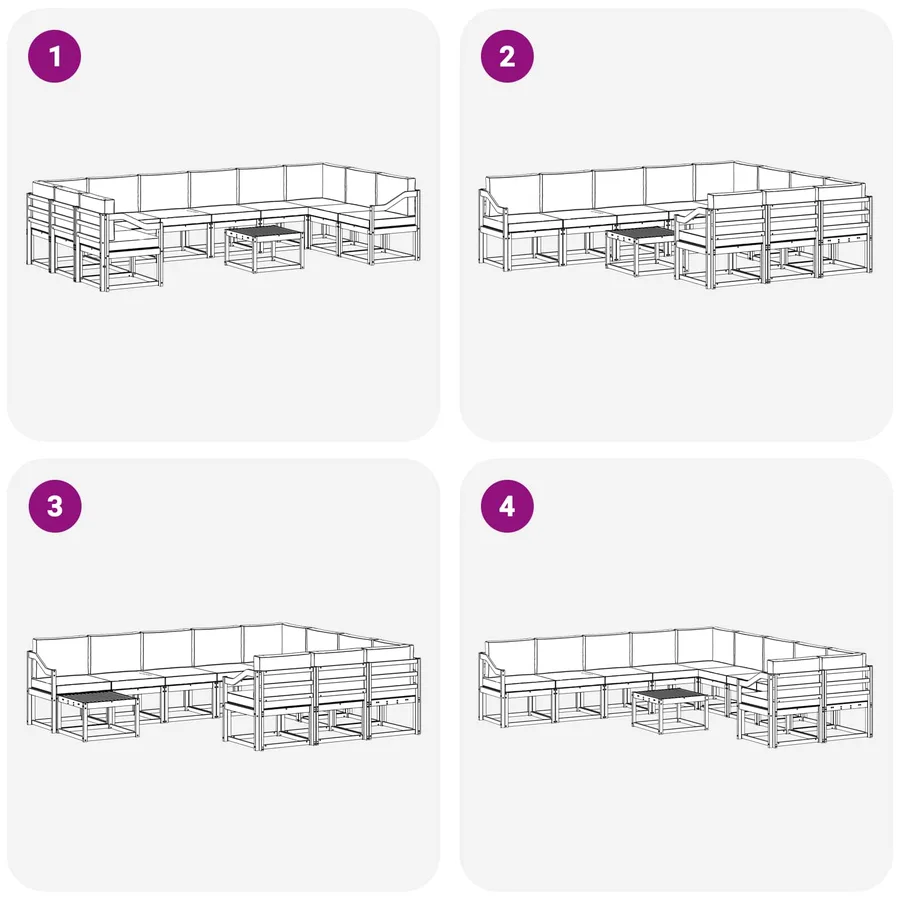 Ensemble de canapés d'extérieur 11 pcs Blanc et anthracite - 7