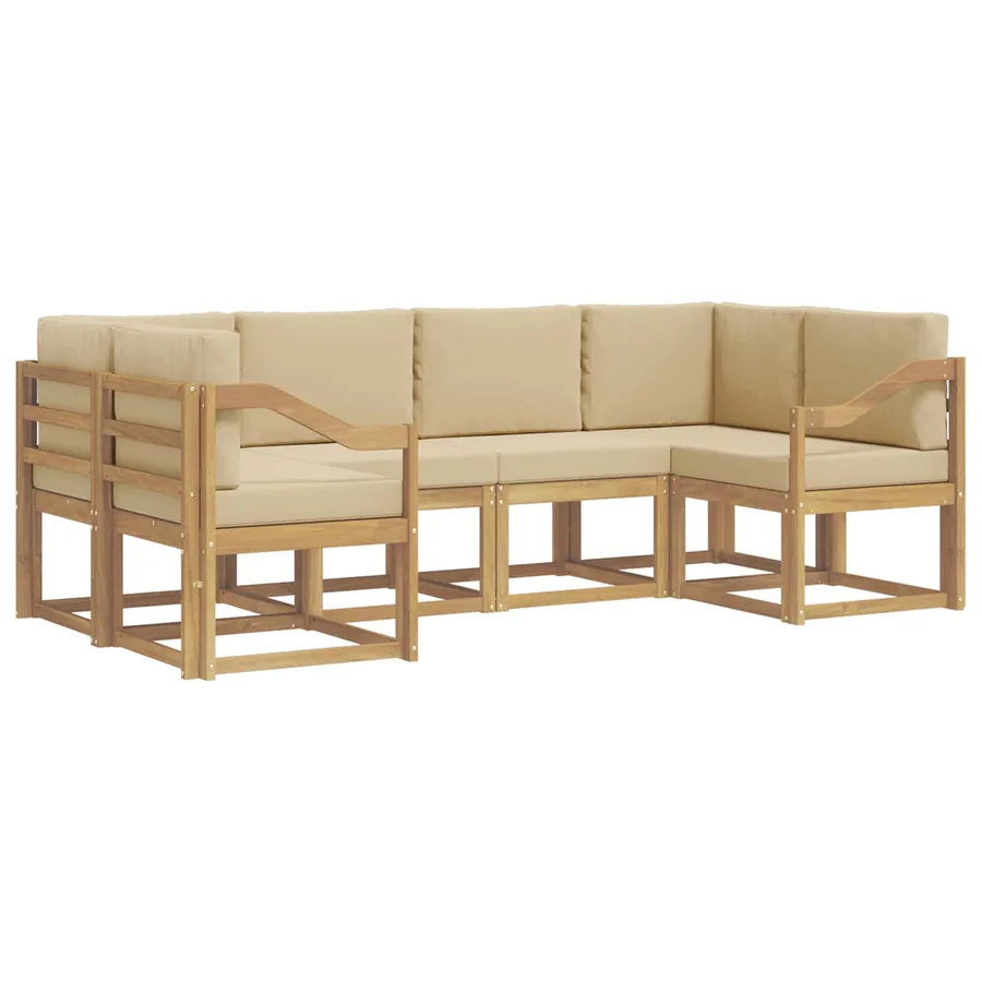 Ensemble de canapés d'extérieur 6 pcs Blanc et Beige - 2