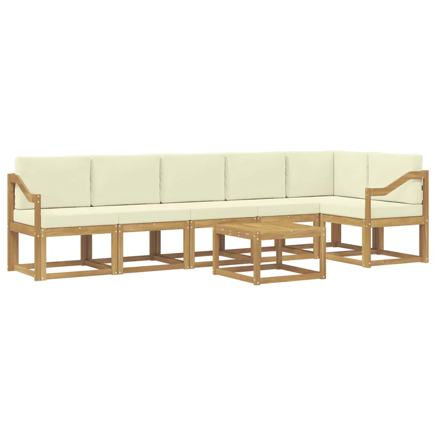 Ensemble de canapés d'extérieur 7 pcs Blanc et crème Polyester - 2