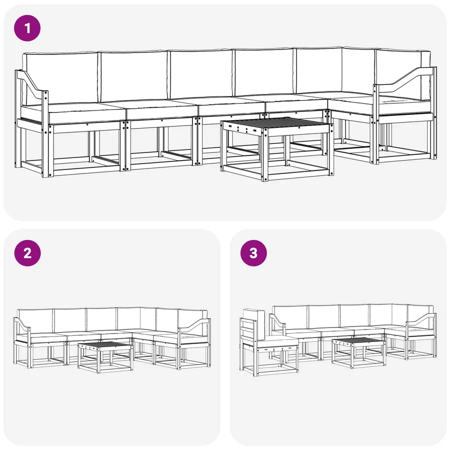 Ensemble de canapés d'extérieur 7 pcs Blanc et crème Polyester - 7